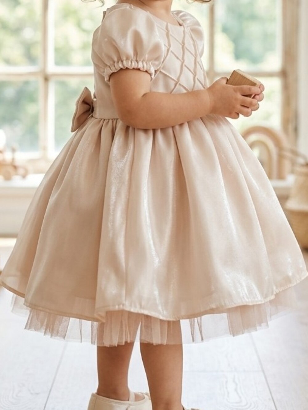 Rare Editions Champagne Pink Satin Party Dress - 24M